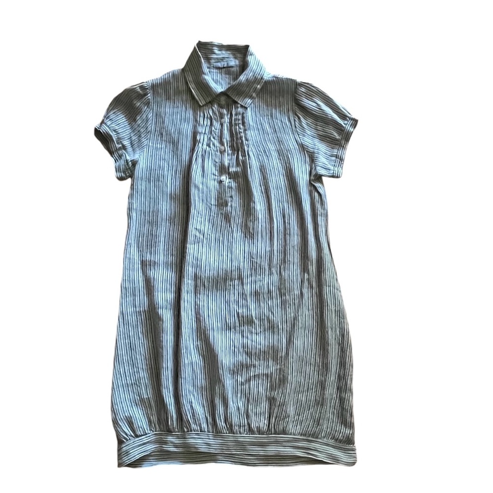 SENSE Short Sleeve Striped Linen Shirt Dress Sz. S